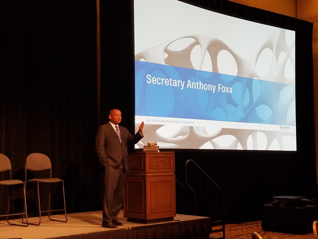 AutodeskCivil3D's tweet photo. .@anthonyfoxx Live at #AU2017 Transportation Summit says Technology in and of itself isn't a positive or negative. It's how we use it. #iheartcivil https://t.co/FuRmWn6uuq