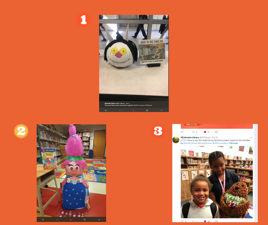 IISDFoundation's tweet photo. Congratulations @deZavalaMS @DZ_Library @oruguitasclass @ECliftonLibrary @CliftonECS @ASJLibrary @ASJohnston1! You've won our annual #ISFReads Pumpkin Contest? Contact the ISF Office today for your grant $$! https://t.co/1sYFF6cFOk