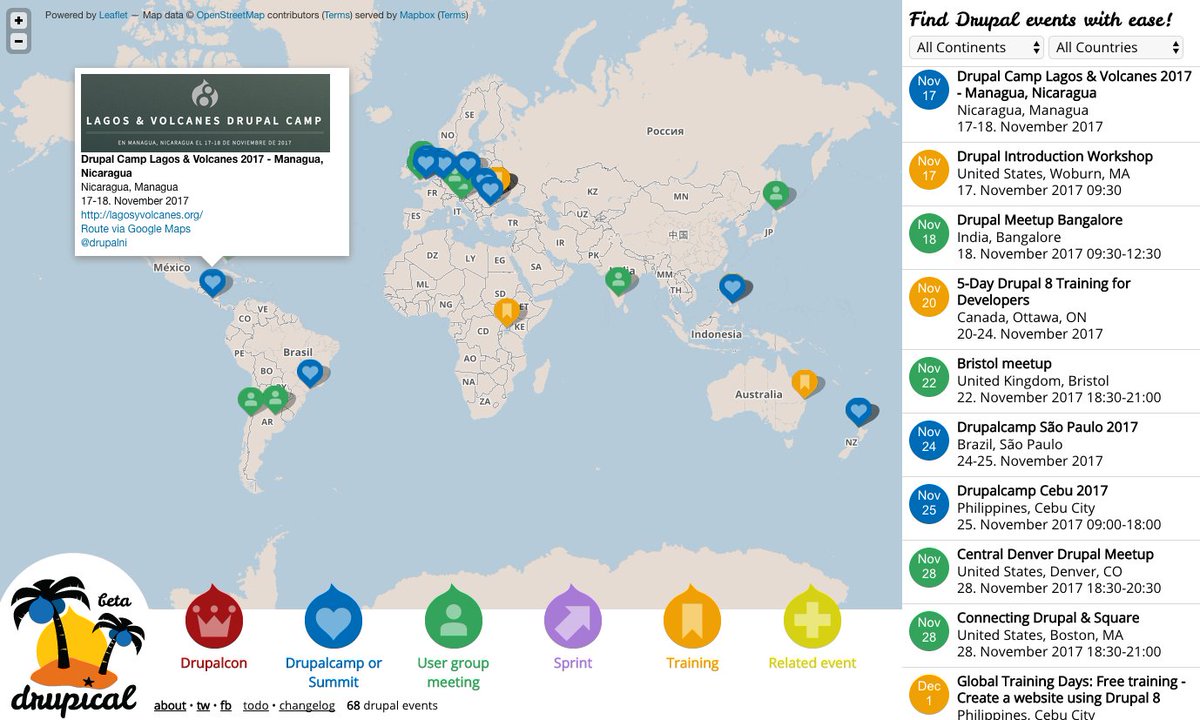 I am so happy to see this on <a href="/drupical_/">Drupical.com</a>. After an 8 years hiatus, Lakes &amp; Volcanoes #DrupalCamp is happening this weekend in tropical #Nicaragua!