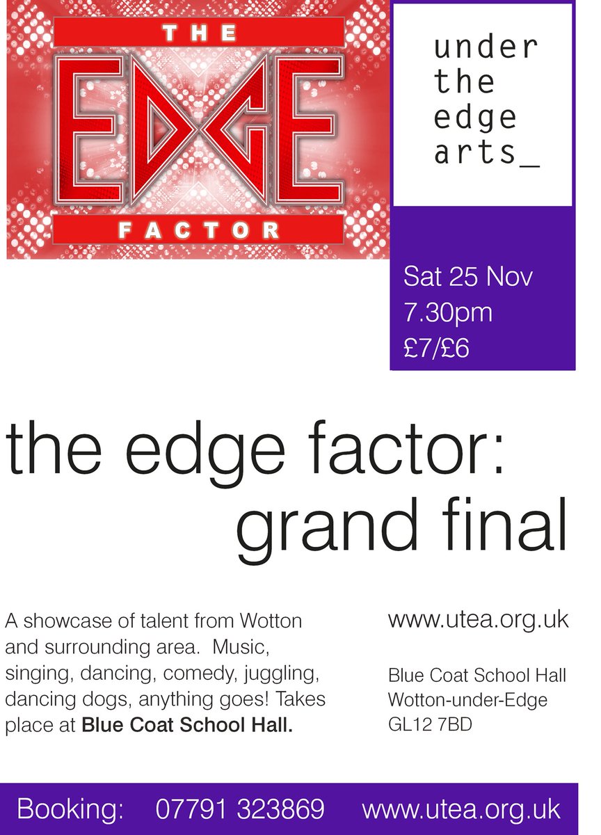 WottonUTEA's tweet photo. get your Edge Factor Final tickets now https://t.co/qY8uron2sk or Fish Out of Water https://t.co/fV1BCwTjIt