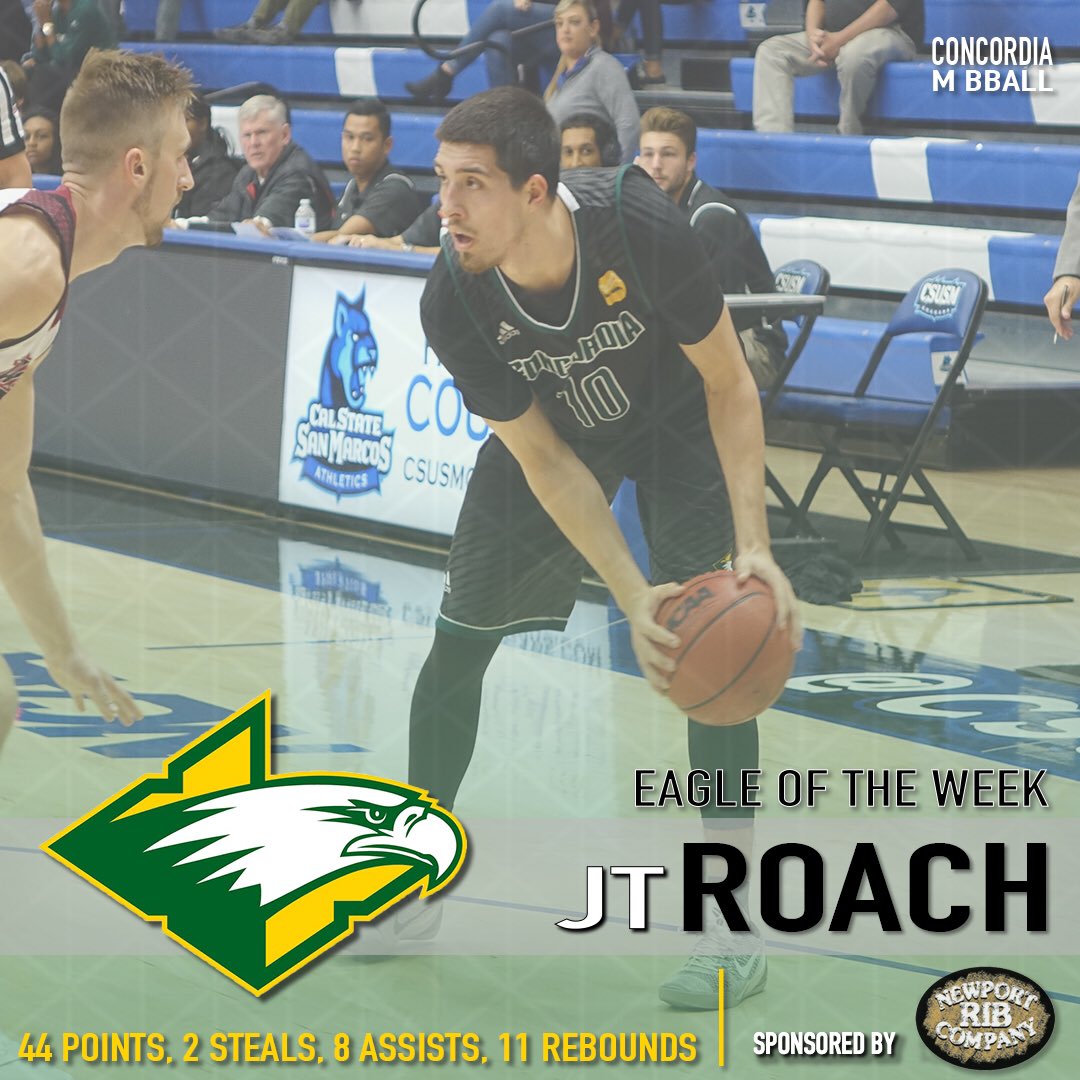 Eagles of the Week sponsored by <a href="/RibCo_Newport/">Newport Rib Company</a> : Michaela Vanderklugt &amp; JT Roach 🦅🏀 <a href="/ConcordiaMBB/">CUI Men's Basketball</a> <a href="/cuiwbasketball/">CUI Women's Basketball</a>