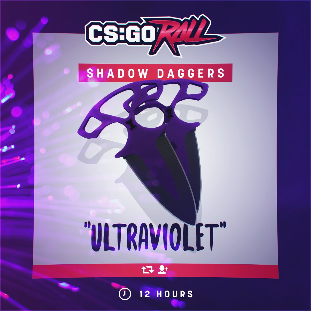 CSGORoll's tweet image. Shadow Daggers | Ultraviolet - GIVEAWAY

- RT &amp;amp; Follow
- Enable notifications on CSGORoll
- Play Free Spin csgoroll.com/freespin

Good luck!