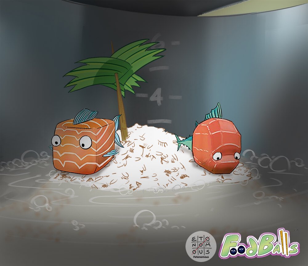 Etonomous's tweet photo. Raw or cooked? 😅

#salmonpoke #tunapoke #ricecooker #foodballs #graphictees #artprints #stickers #charms #art #sketch #drawing #foodieart #artist #etonomous https://t.co/05jVMieplH