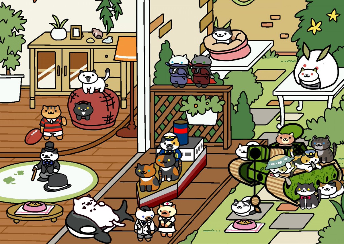 ちきちゃん 以前 描いた ねこあつめ の妄想グッズのクリスマスツリーを描き直してみました アプデ 期待していた冬っぽいグッズが無かったので ツリーのオーナメントに2匹 ツリーの下に3匹遊びに来れる設定です 設置する場所によっては後ろが見え