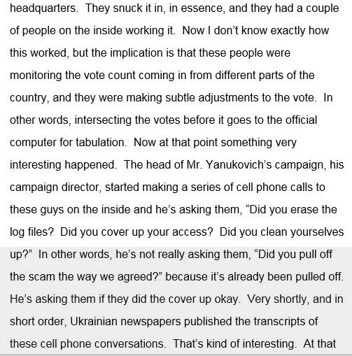 8. This doc links 2 what purports 2 be the public TESTIMONY of CIA AGENT Steven Stigall in which he states that the VOTING MACHINE TALLIES in the 04 UKRAINE ELECTION were RIGGED 4 Yanukovich whose campaign manager was INTERCEPTED engaging in a COVERUP!  https://www.prnewswire.com/news-releases/election-watchdog-group-supports-call-for-independent-investigation-into-ukraine-election-results-yanukovich-campaign-team-tied-to-election-rigging-allegations-in-united-states-84466277.html …
