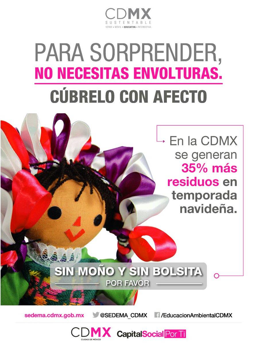 #SabíasQue En fin de año la producción de basura por persona aumenta en 35%; piensa bien tus compras y reconsidera #SinMoñoYSinBolsita