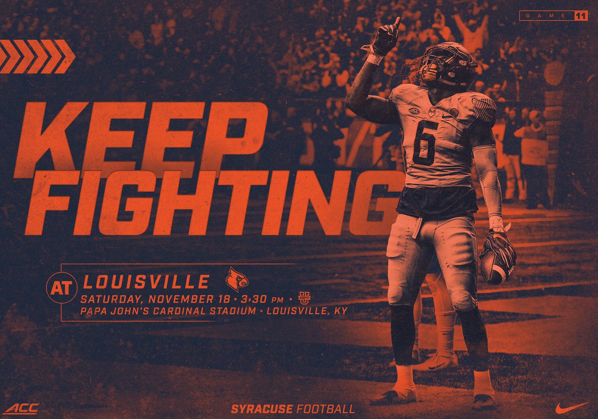 #MatchupMonday

'Cuse vs. Louisville 
📆 Saturday
🕰 3:30
📺 <a href="/ESPNU/">ESPNU</a> 
📍 Papa John's Cardinal Stadium