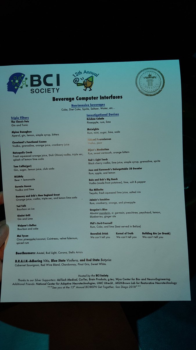 I love the drink names at the BCI Social! #SfN17