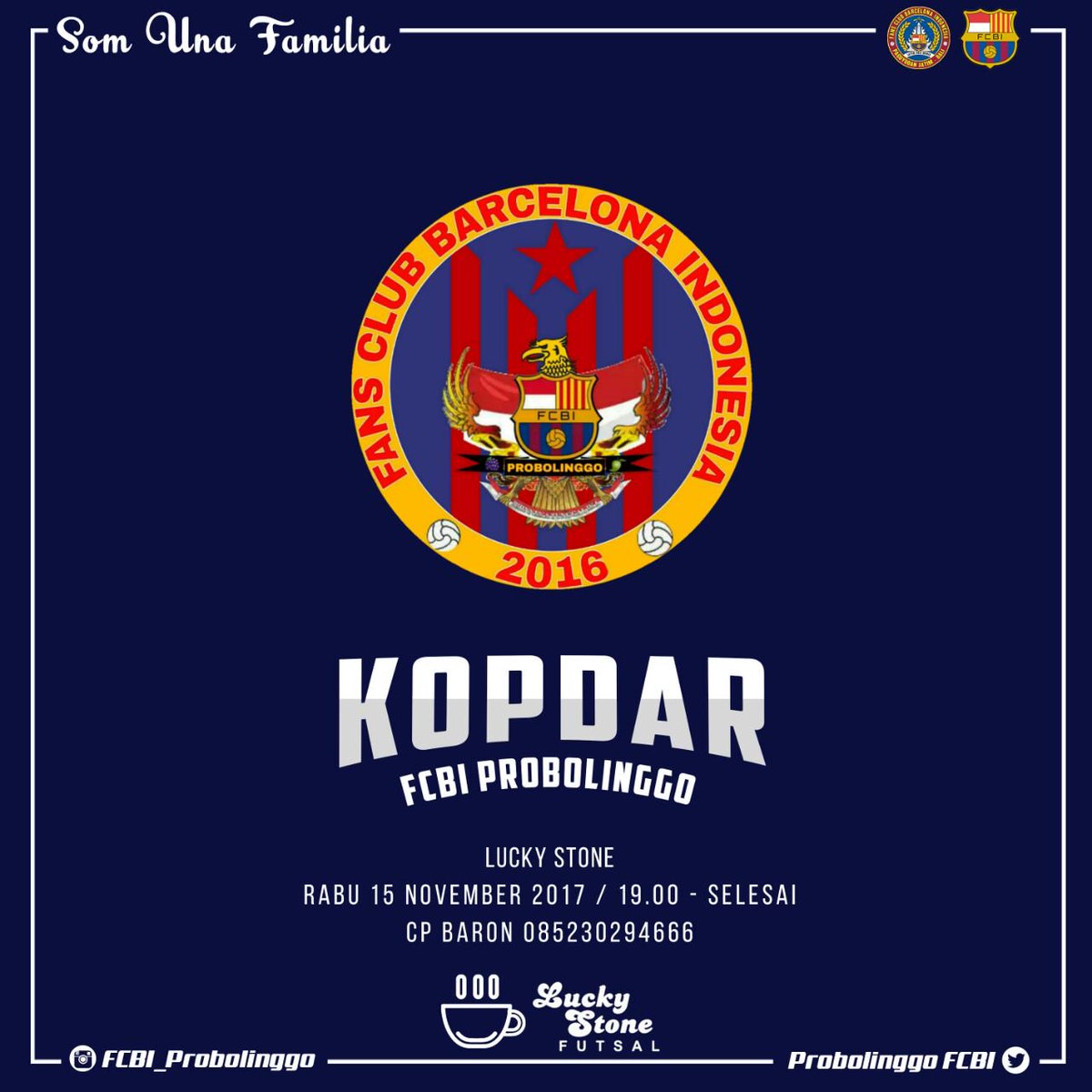 ProbolinggoFcbi's tweet photo. ayo kopdar ben ra modyar

🏁 FCBI probolinggo
📆 rabu 15 november 207
🕖 19:00-sak ngantuk e
🏫 lucky stone 
💰 HTM : order
👕 Dc : Jersey BARCA "WAJIB"  

📲baron 085230294666

#ayokopdar #benramodyar
#viscabarca y #viscafcbi
#jatim-balimbois https://t.co/5HlNSgTg8t