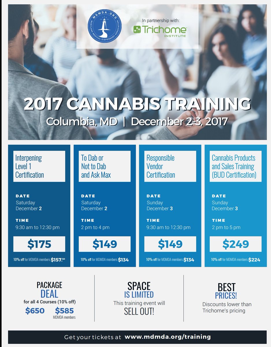 herbafi's tweet photo. .@herbafi is looking forward to sending our staff to the #MDMDA #cannabis #training seminar on December 2 & 3 in #Columbia, #Maryland. https://t.co/cMU5JoYW4a https://t.co/IYyw1ArOQW
