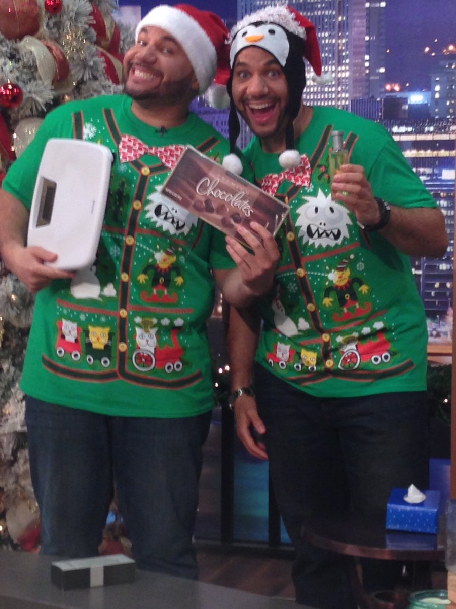 kirkandkellen's tweet photo. On the "Nightlife" set today recording our Top 5 things "Not to buy someone for Christmas" skit https://t.co/CbF6heWuFj