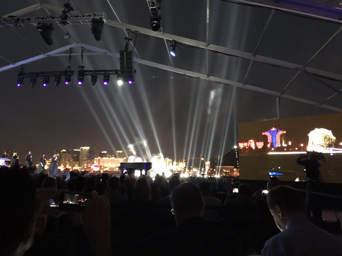 VinceSapienza's tweet photo. Incredibly emotional start to the #Raiders groundbreaking ceremony, 58 beams of light coming from where the stadium will sit, also honoring first responders walking through the crowd #RaiderNation https://t.co/GVSXPz7THA