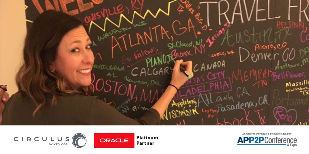 CirculusTech's tweet photo. Nicole from Circulus representing our Plano roots! See a lot of fellow Texans here today at the APP2P Conference! Stop by and tell us where you’re from :) #IOFM #Booth307 #APAutomation #Oracle https://t.co/5TWbykD7So
