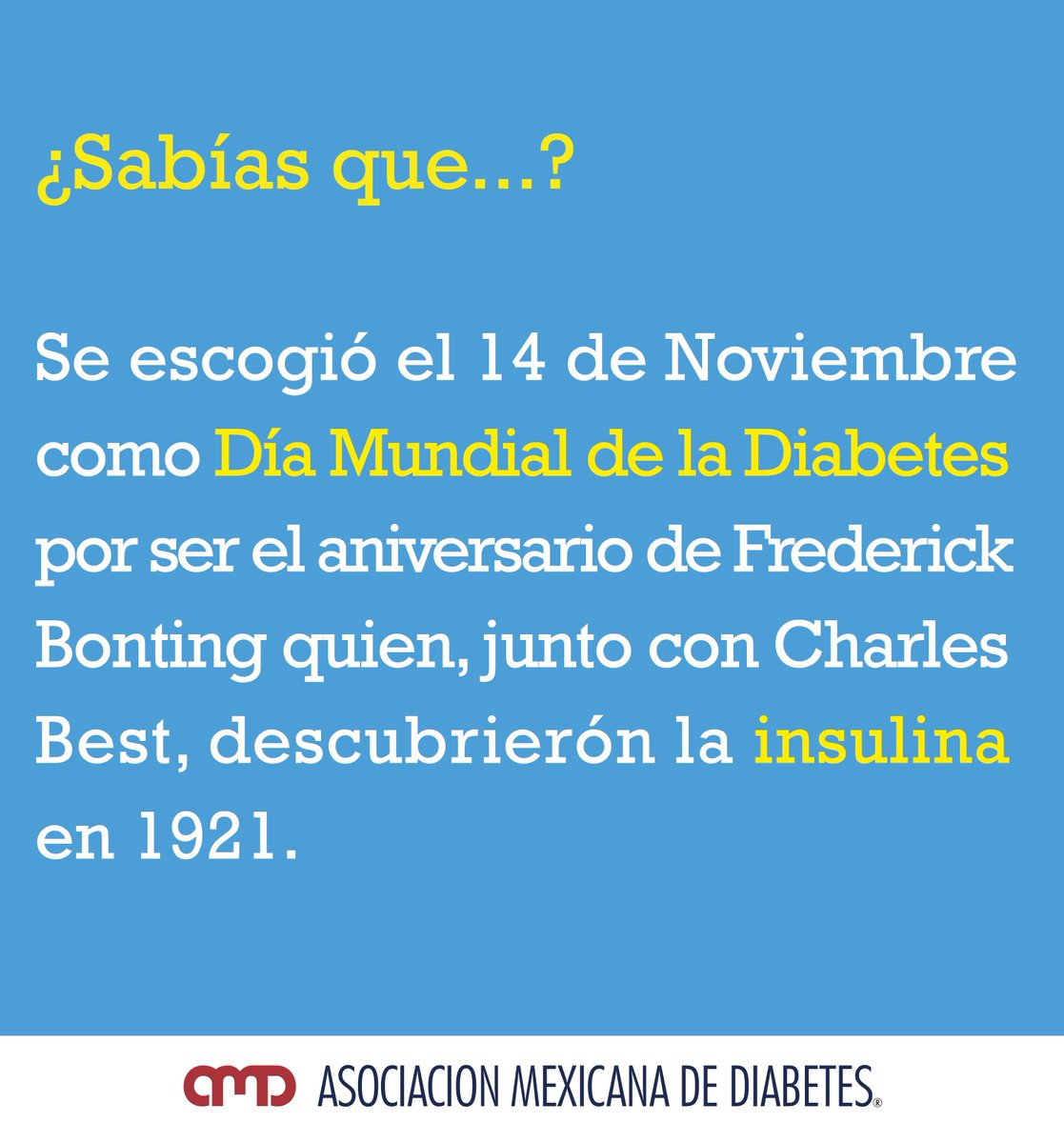 AsocMexDiabetes's tweet photo. ¿Sabes que se conmemora el día de mañana? ¿Por que se escogió ese día?  
No olvides compartir para que más personas estén enteradas :) 
#Diabetes #DiaMundialDeLaDiabetes https://t.co/gCIdChxl9m