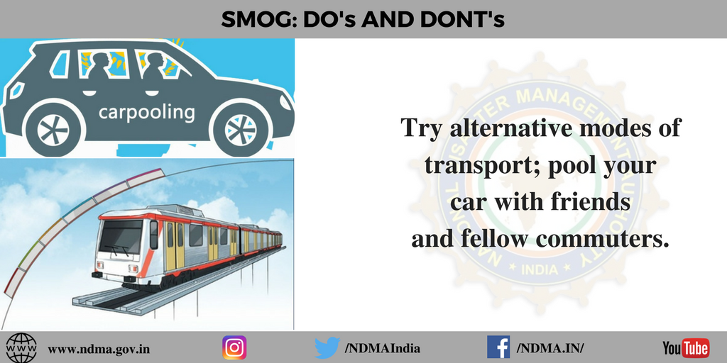 ndmaindia's tweet photo. #Smog:Try alternative modes of transport; pool your car with friends and fellow commuters.#SmogDelhi #AirPollution https://t.co/1m8VayaYLK