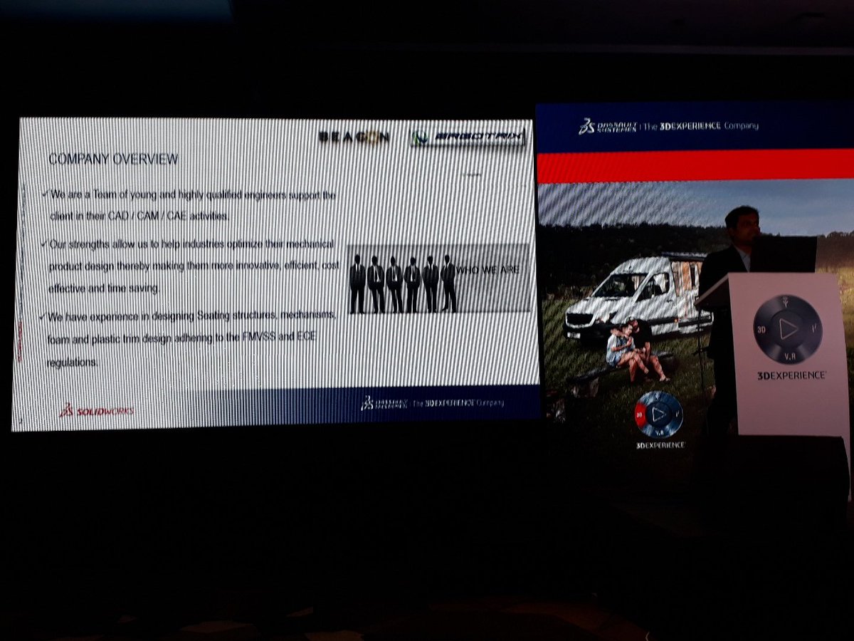rakesh_rao's tweet image. Deepak Bhor of ERGOTRIX on stage to share a customer success story. #swlaunch18 #solidworks2018 @BEACON_India