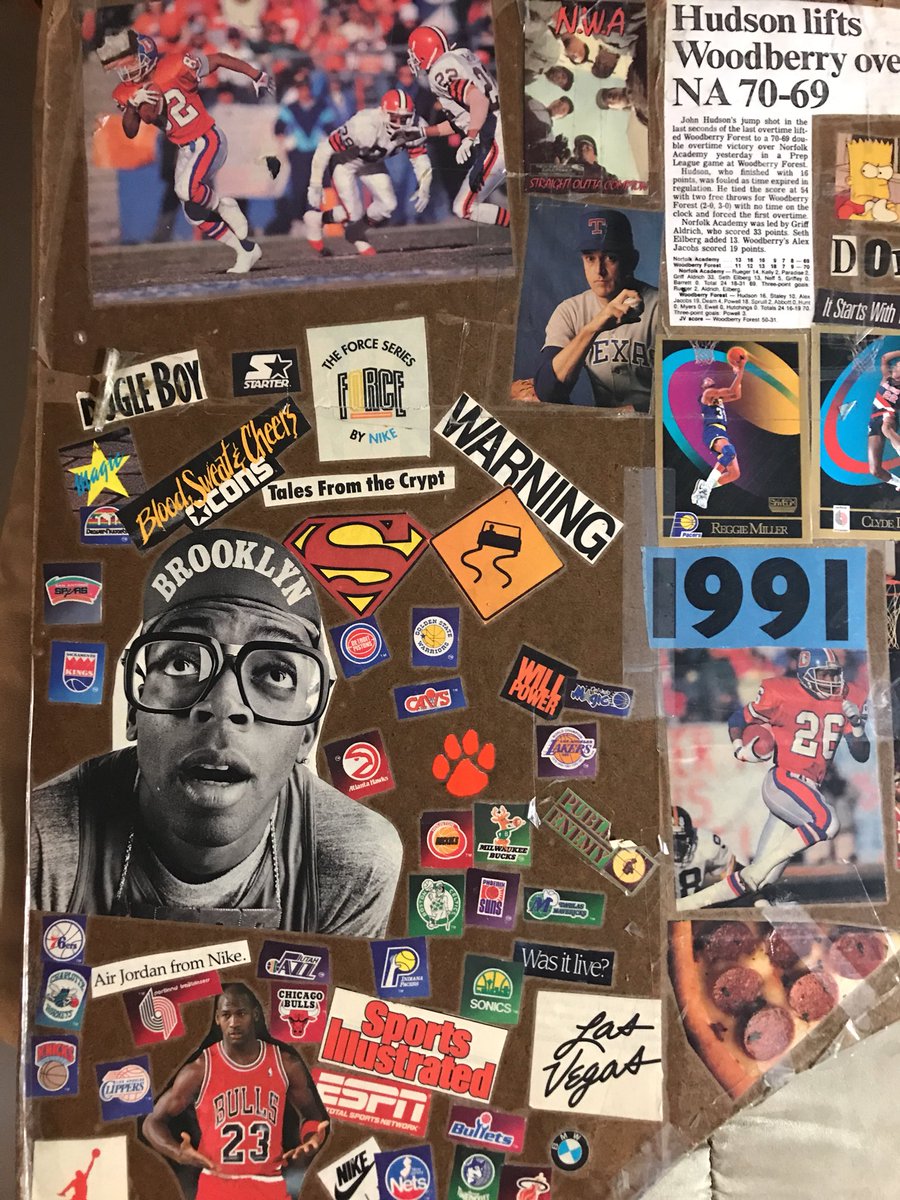 DLNEALY's tweet photo. I uncovered my high school lap board. Itโs an early 90โs treasure trove. #IceCube @WoodberryForest #ShawnBradley #HumptyDance #ReggieMiller #ClydeDrexler #DeeBrown #TheNastyBoys #BudBowl #BoKimble #NolanRyan #LouPiniella #WaltWeiss #BartSimpson #BugleBoy #BazookaJoe https://t.co/ieuIlsBnRE