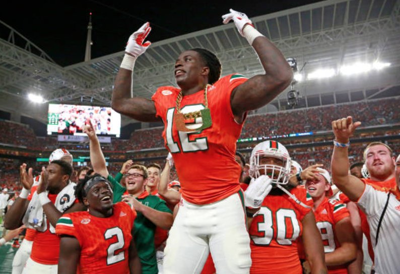 CBSSports's tweet photo. Miami football on Saturday vs. Miami football on Monday https://t.co/0ccdrRPaoy
