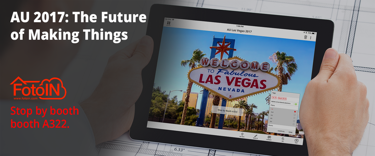 fotoinmobile's tweet photo. We are thrilled to be exhibiting at #AU2017starting tomorrow! Make sure to stop by booth #A322 to learn more about FotoIN's patented system. https://t.co/PfzQzX5cHh  @autodesku https://t.co/rouaN1nQ0x