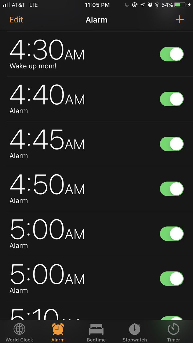 AlexaFeagan's tweet image. I wish that I was lying but this is how many alarms that it takes to wake me up in the morning.