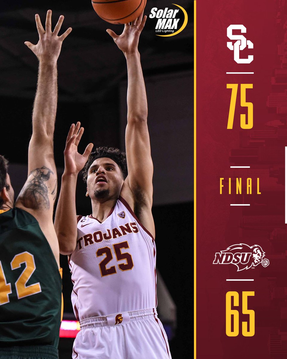 USC_Hoops's tweet photo. FINAL: USC 75, NDSU 65

Trojans earn a hard-fought win over the Bison!

#ItTakesATeam https://t.co/BeOXHSx5DL