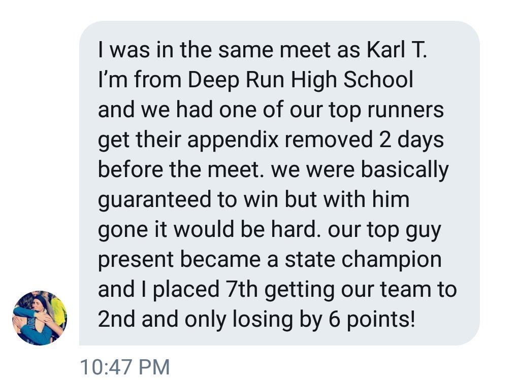 CrossProb's tweet photo. Deep Run HS in VA was going to win the state championship, they had 3 runners that had broken 16 within in the season, everything was going right

2 days before the race, they found out their top runner couldn't race

Zachary Levet, their 2nd runner, STATE CHAMP

Team - 2nd place https://t.co/OaQ73T0ul7