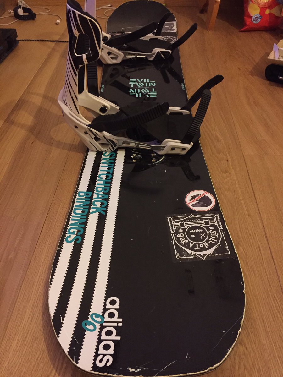 Neilparkshaper's tweet photo. Same board, new bindings and stickers #switchbackbindings @adidasSnow @Corvatsch3303 #stillnotajob https://t.co/GBKockLJuP