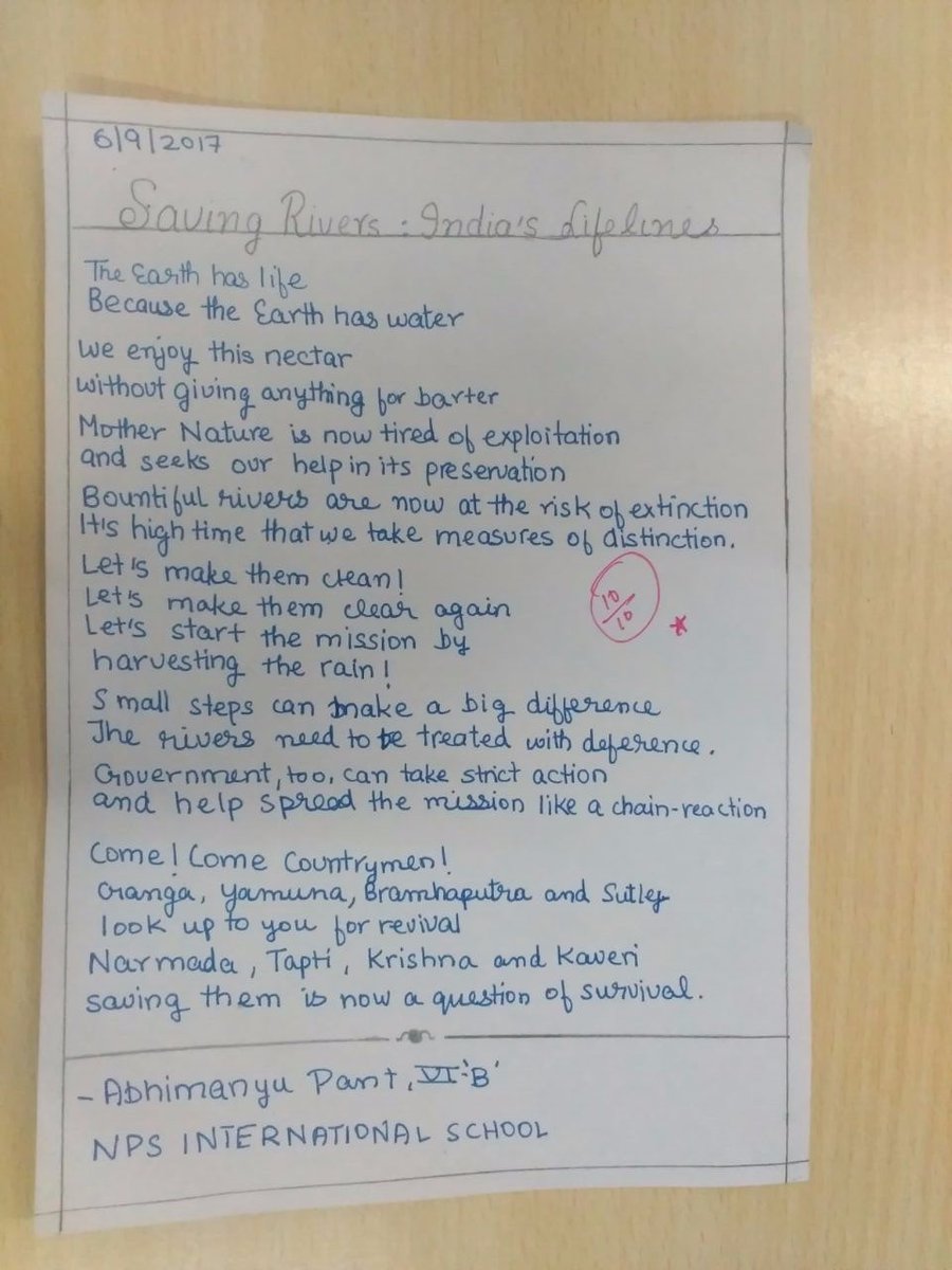 ishafoundation's tweet photo. On this #ChildrensDay enjoy a piece written by Abhimanyu Pant of Std. 6, NPS International school, Tamil Nadu, who was one of the National Winners of the Rally For Rivers Writing Contest. (2/3) https://t.co/5OLMK5yfYC