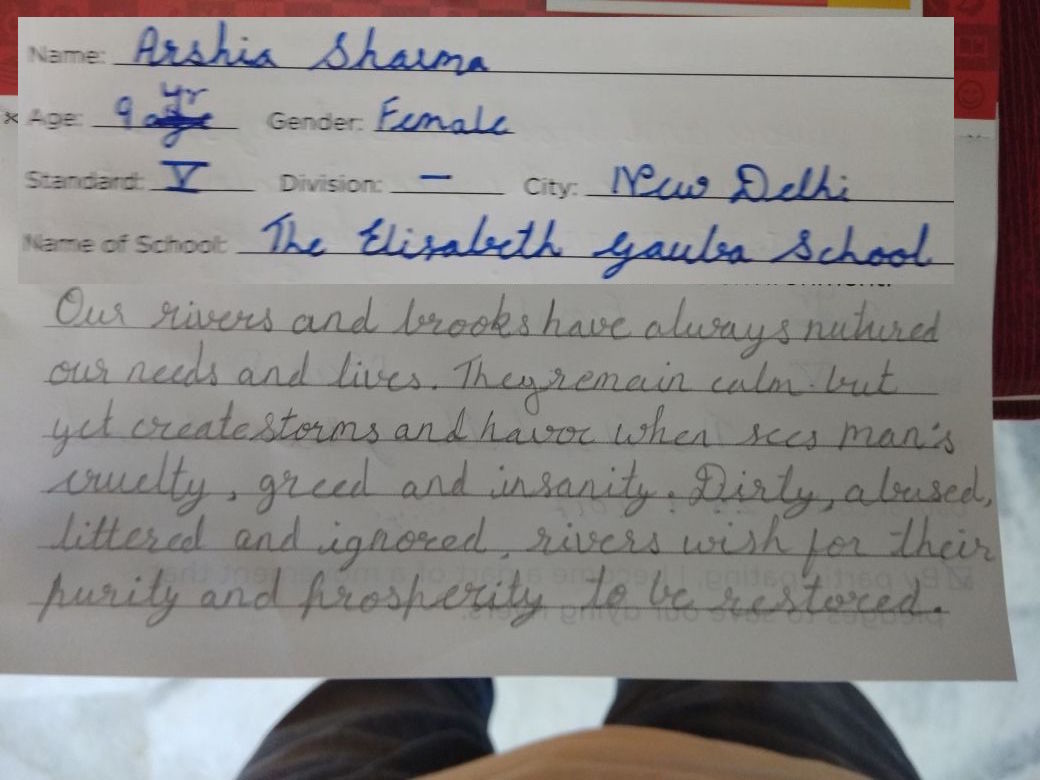 ishafoundation's tweet photo. On this #ChildrensDay enjoy a piece written by Arshia Sharma of Std. 5, The Elisabeth Gauba School, New Delhi, who was one of the National Winners of the Rally For Rivers Writing Contest. (1/3) https://t.co/Ru3QiPITpV