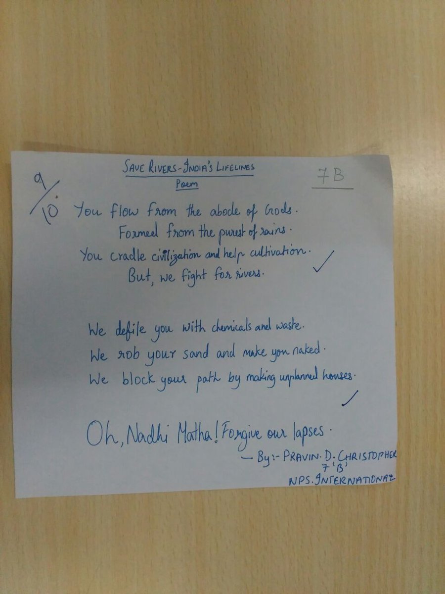 ishafoundation's tweet photo. On this #ChildrensDay enjoy a piece written by Pravin Christopher of Std. 7, NPS International school, Tamil Nadu, who was one of the National Winners of the Rally For Rivers Writing Contest. (3/3) https://t.co/phDzhDARan