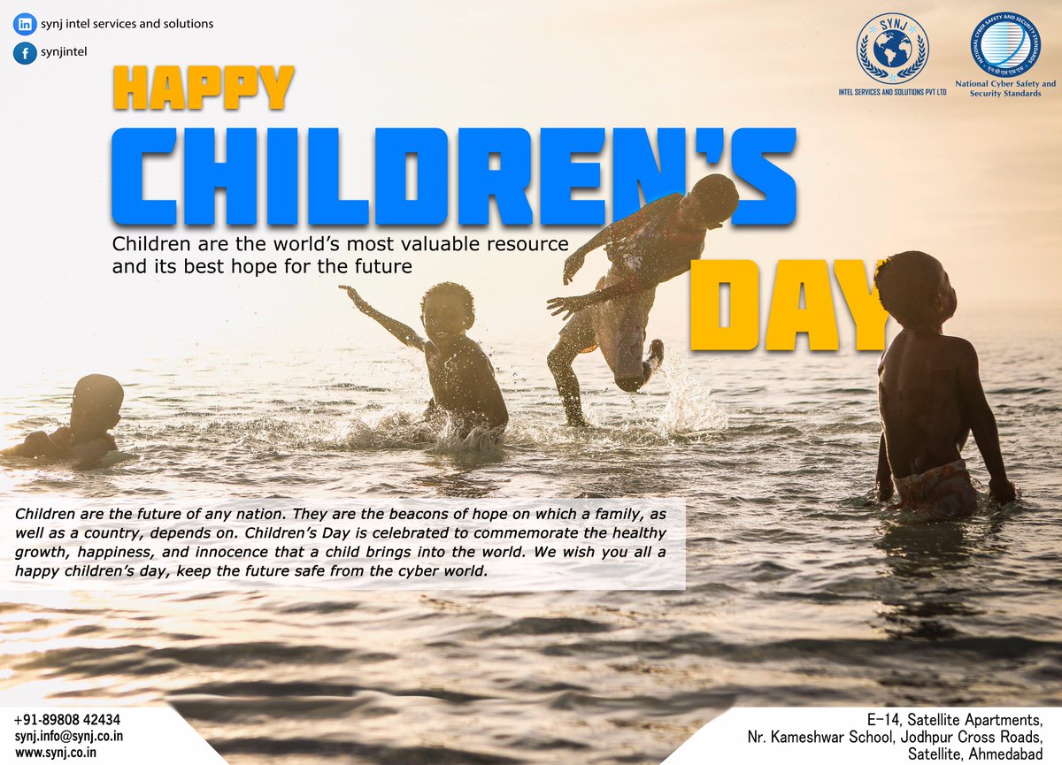 synjintel's tweet photo. Happy Children's Day !!

#childrenday ##children #november14 #india #cyber #infosec #synj #ncds #cap https://t.co/Rffh1VLAa7