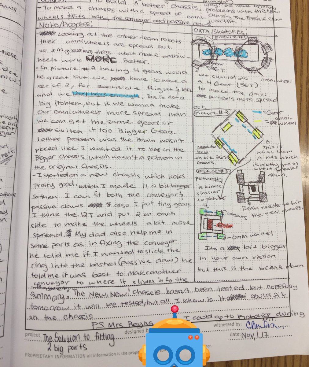 Chrys_Reyna's tweet photo. After only about 2 months of robotics our @EBESBees STEMgineers are blowing my mind! They are putting together a stellar engineering notebook. So proud. #qualityproducers #96706bees https://t.co/6Q9hi5s2aE