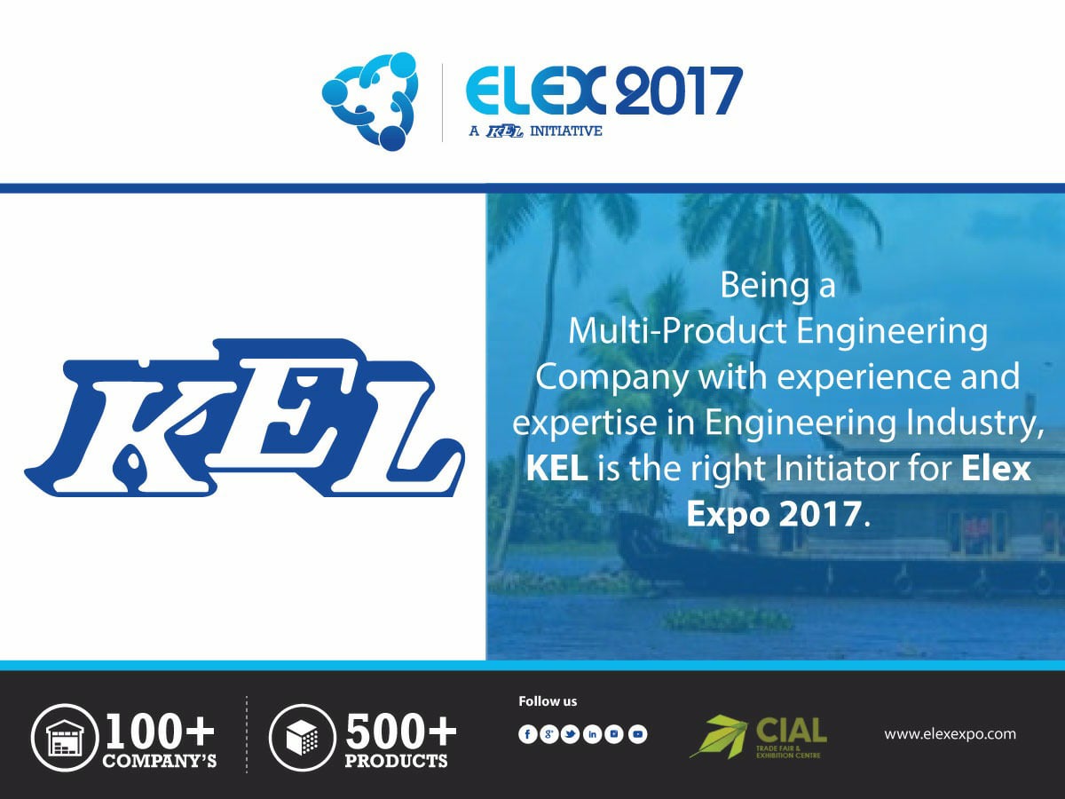 Elex2017's tweet photo. KEL is focussing on manufacturing advanced technology products for the global market, and ELEX 2017 will provide a platform to manufacturers, suppliers, vendors, and customers to identify the right solutions. 

#elex #expo #exhibition #kochi #kerala #energy #MakeInIndia https://t.co/CdKuvw4Rkw