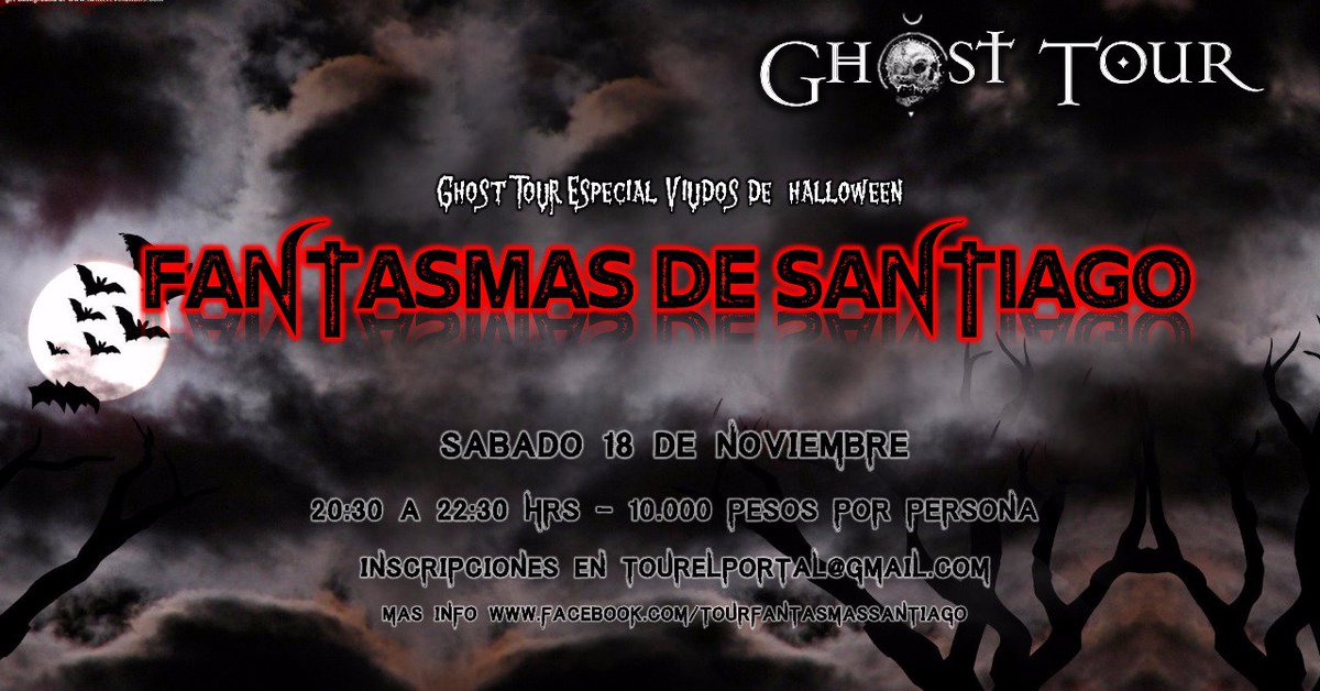 GhostTourChile's tweet photo. Nuevo tour 👻💀👻💀 #FantasmasDeSantiago
https://t.co/AS9j8uHkCk
Inscripciones en tourelportal@gmail.com
#GhostTour #TourParanormal #FelizMartes https://t.co/uVhcUf17vo