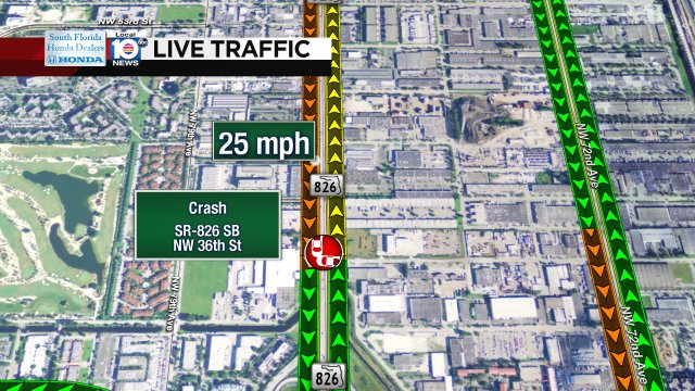 Crash on SR-826 SB at NW 36th St #traffic https://t.co/3uz6wbusPV
