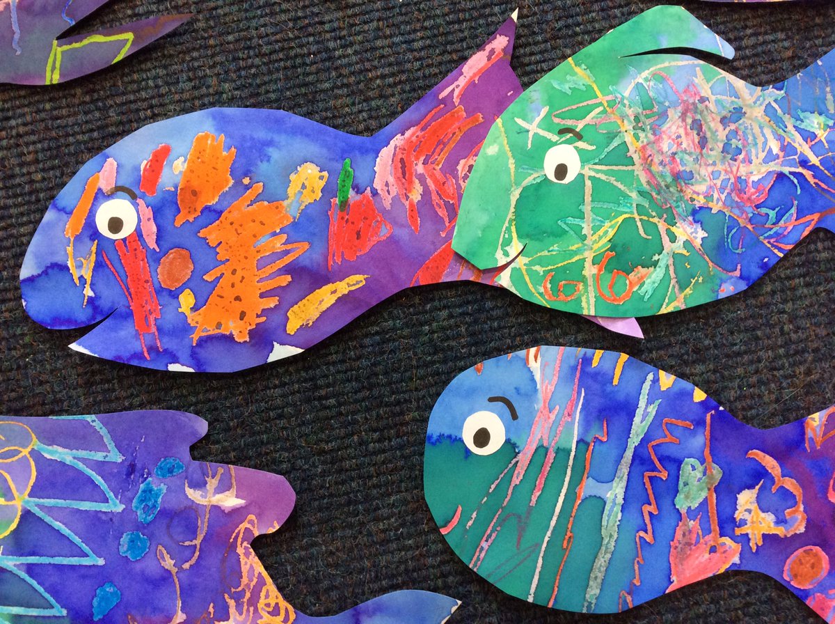 Reception class have made their own beautiful rainbow fish for Anti-bullying week. #Antibullyingweek2017 #AllDifferentAllEqual