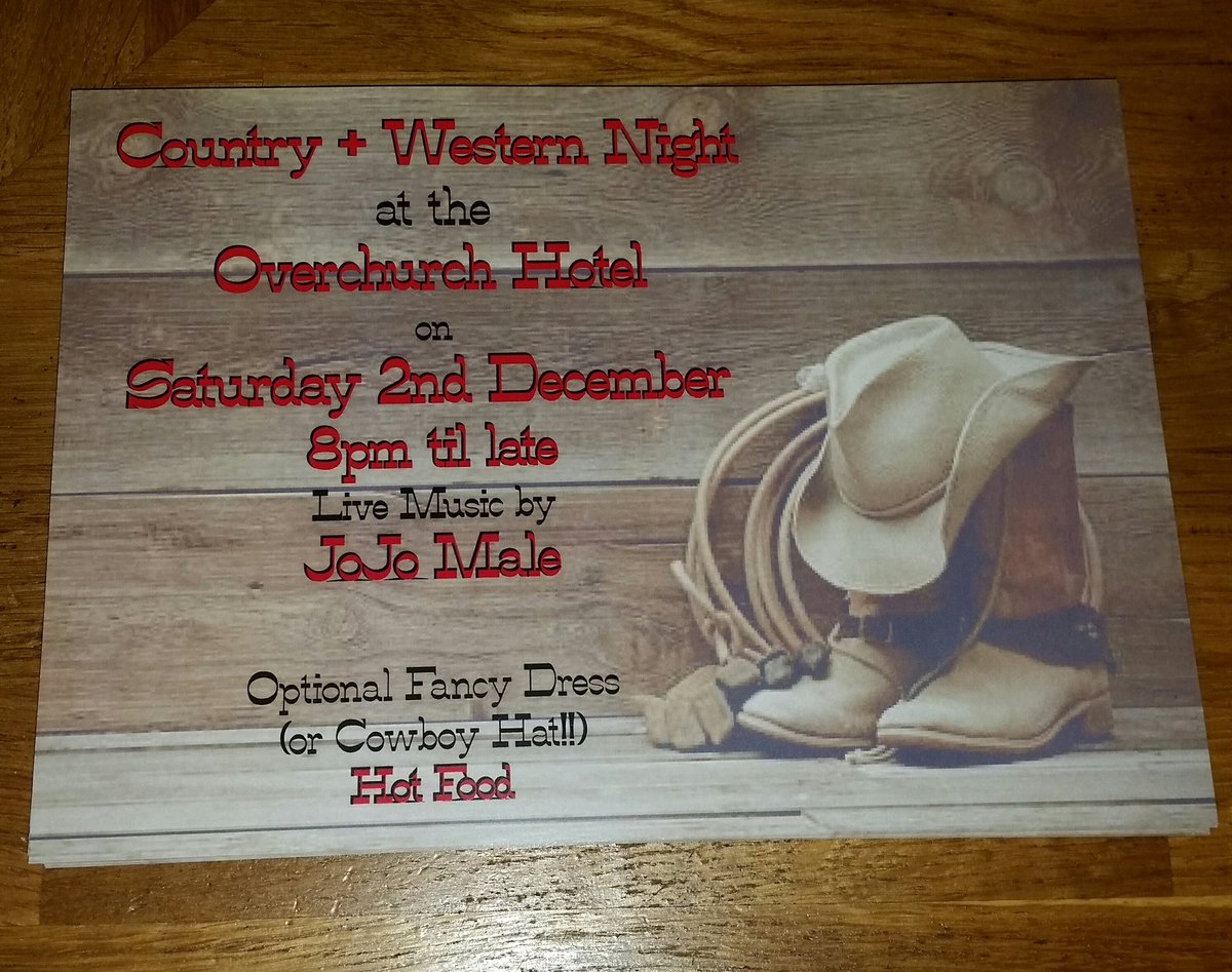 TheOverchurch's tweet photo. Come and join us on December 2nd for our Country and Western night, with the fabulous JoJo Male singing your favourite country tunes. 💃🍻🍷 https://t.co/1mJC2kCDJE