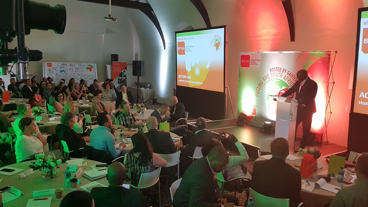 Rod_Jones_SA's tweet photo. Gauteng Premier David Makhura opens the BPO Action Lab segment of BPO stimulation symposium. #SA_BPO https://t.co/rLAOBnkG45