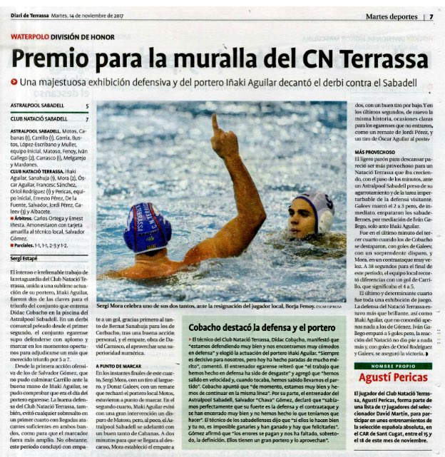 Crònica de l’Absolut Masculí al <a href="/DiarideTerrassa/">Diari de Terrassa</a> “Premio para la muralla del CN Terrassa” 
Foto per <a href="/morasergi3/">SERGI MORA</a> 
@LPremaat 
<a href="/infisport/">Infisport ®</a> 
<a href="/mrw_terrassa/">MRW Terrassa</a> 
<a href="/DidacCobacho/">Dídac Cobacho</a> 
<a href="/MotorMunich/">Motor Munich BMW</a> 
#terrassa #waterpolo #TRS #fomentemwp