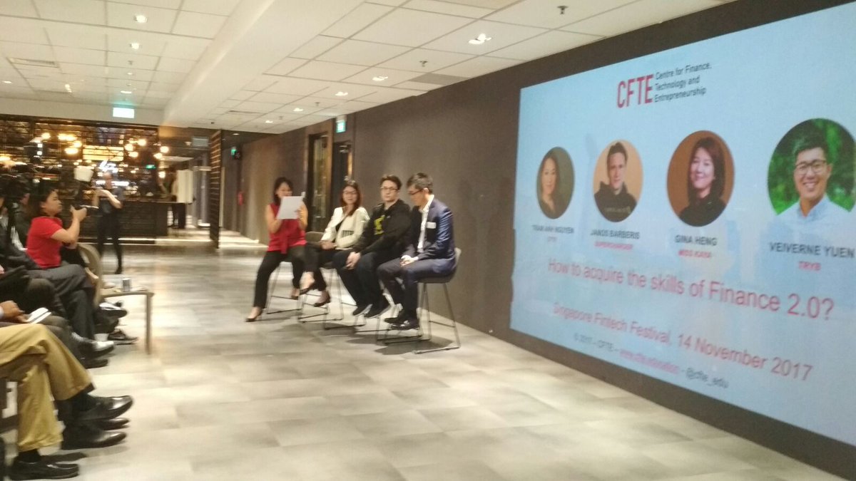 CFTE_Edu's tweet photo. Q&amp;A w/ @TramANguyen &amp; guest panel on 'How to acquire the skills of Finance 2.0' has just got underway...

#SGFinTechFest #FintechFestival #Singapore #SFF2017 #innovation #fintech https://t.co/HaFcng8qhG
