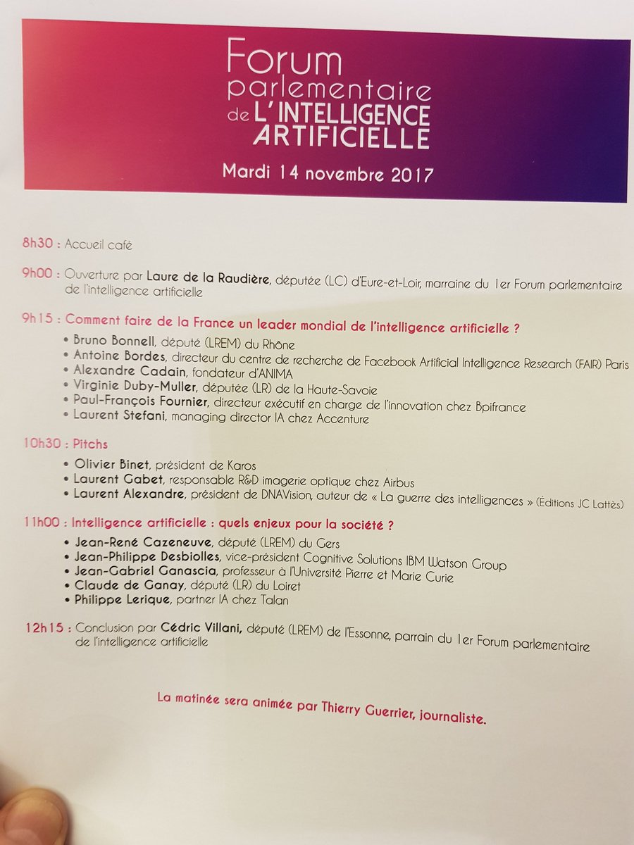 BdGEORGES's tweet photo. Début du 1er Forum parlementaire de l'Intelligence Artificielle avec @lauredlr @dr_l_alexandre @Quecalcoatle @VillaniCedric  @ThierryGuerrier #ForumIA https://t.co/tgOIEFGmKD