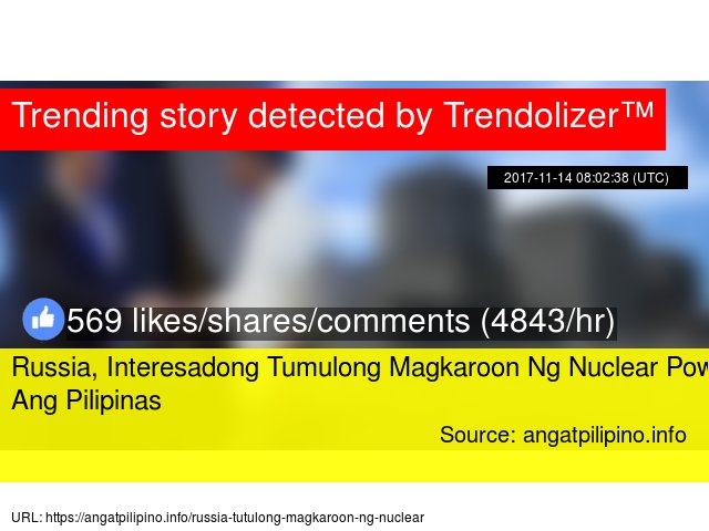 Trendolizer's tweet image. #Russia, Interesadong Tumulong Magkaroon Ng Nuclear Power Ang Pilipinas #Philippines #nuclearinfrastructure... trendolizer.com/2017/11/russia…
