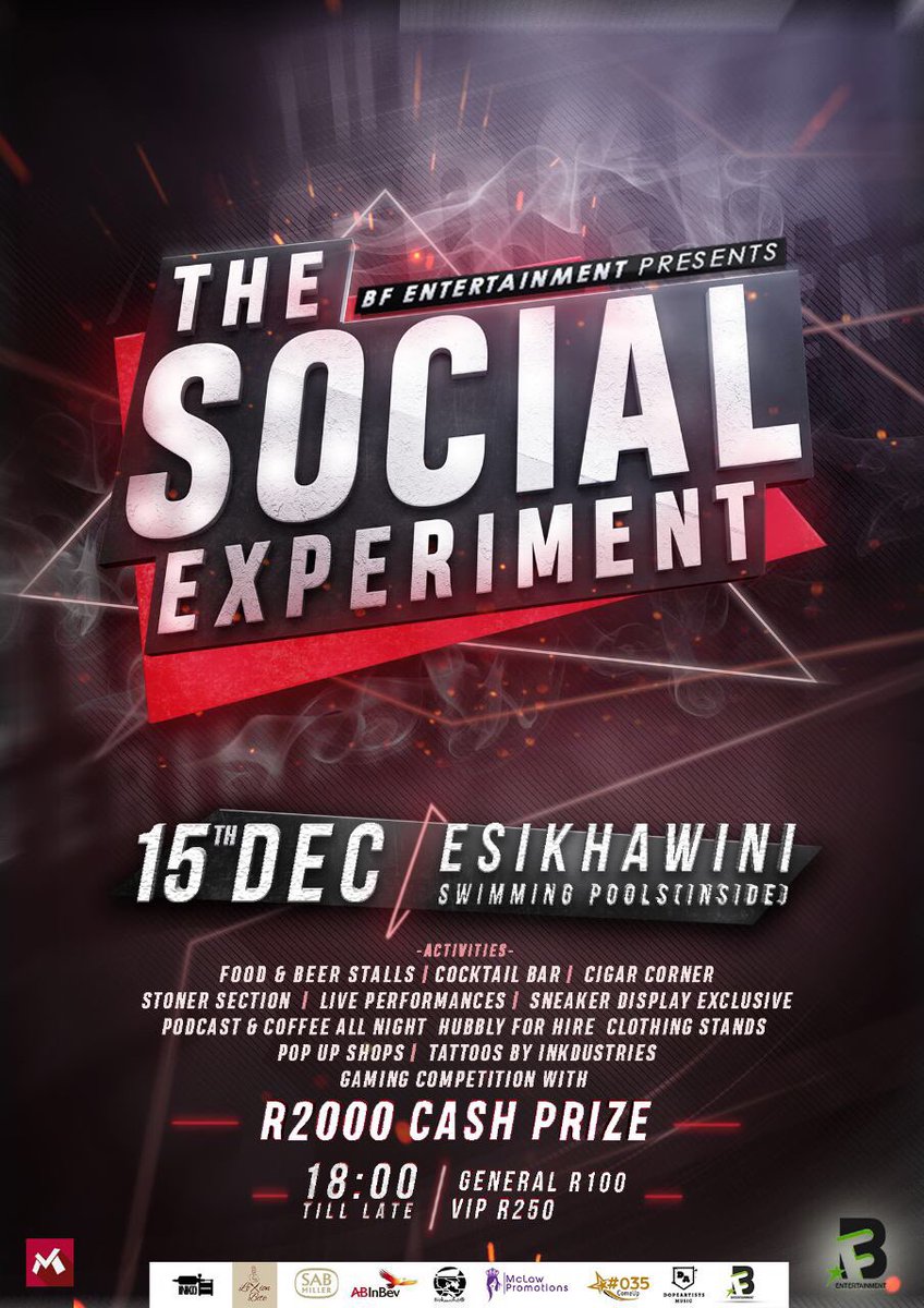 bfentertainmen1's tweet photo. YOU KNOW WE ONLY BRING YOU THE BEST WHEN IT COMES TO ENTERTAINMENT. ITS FINALLY HERE!! THE HOTTEST EVENT IN THE CITY #THESOCIALEXPERIMENT #15DECEMBER #WAVELORDSUNITE #BFBILLIBOYS #035COMEUP https://t.co/OW9DAmRG3R