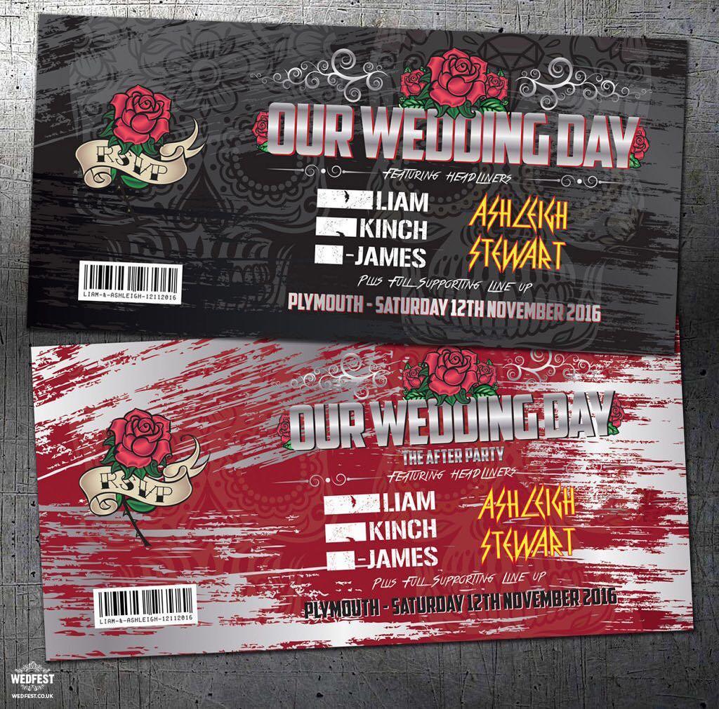 wedfestival's tweet photo. #rocknroll #heavymetal #tattoo #skulls #rose themed #weddinginvitation #wedfest #festival #festivalwedding #weddinginvite #invites #invitat… https://t.co/7h6zuN4ocT