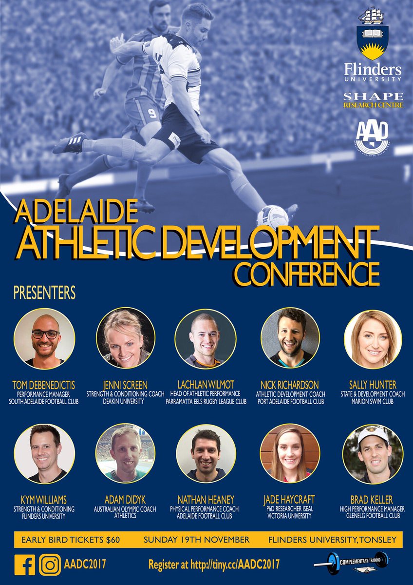 Dylan Hicks PhD (@dylhicks) on Twitter photo 5 days until AADC2017! 90 delegates confirmed. Will be a great event at <a href="/Flinders/">Flinders University</a> Tonsley Campus! #athleticdevelopment tix: tiny.cc/AADC2017 5 days until AADC2017! 90 delegates confirmed. Will be a great event at <a href="/Flinders/">Flinders University</a> Tonsley Campus! #athleticdevelopment tix: tiny.cc/AADC2017