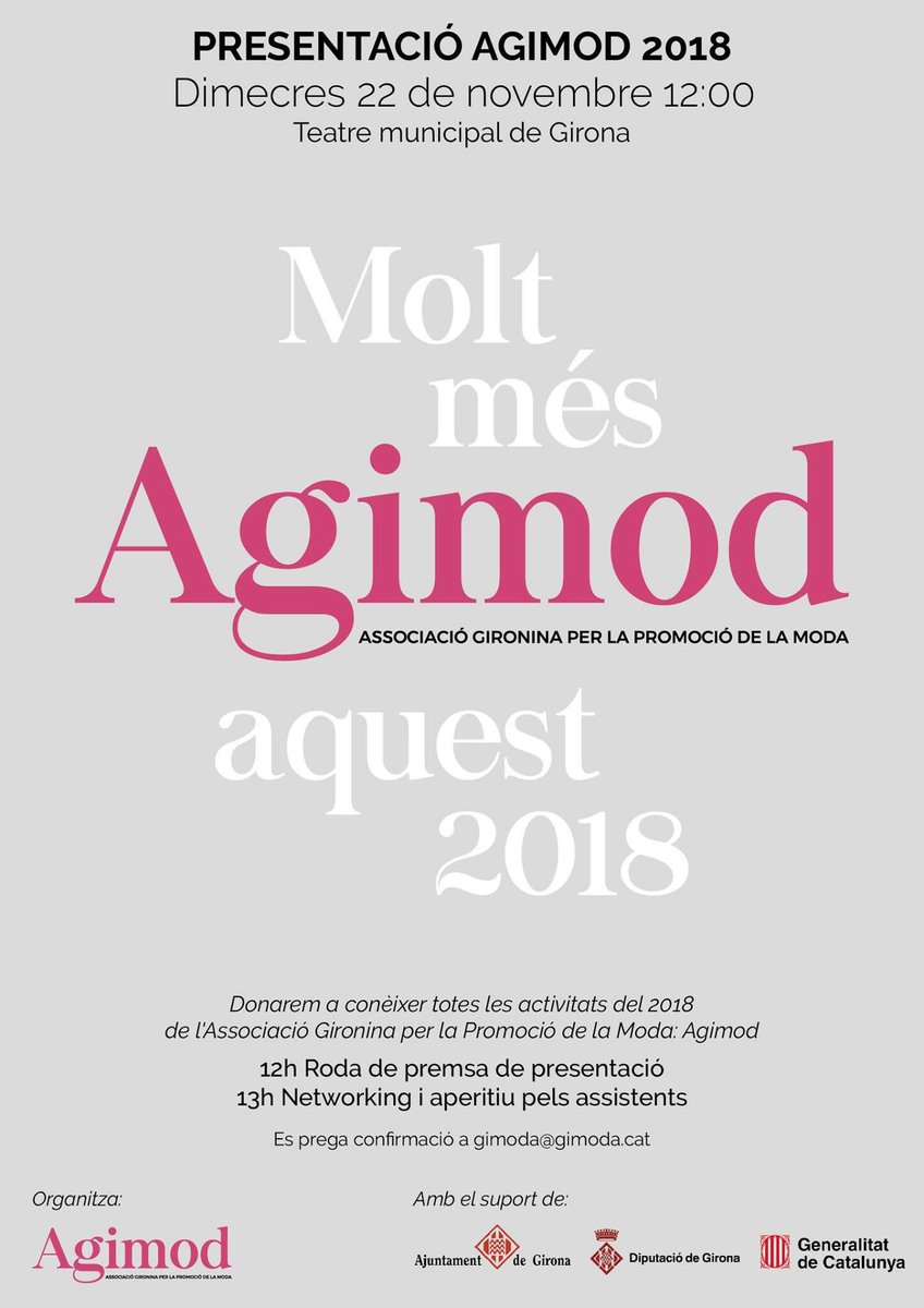 Gimoda_'s tweet photo. El dia 22 de novembre estas convidat a la presentacio d’agimod 2018. No t’ho perdis! #agimod https://t.co/pWxZRnk5D8