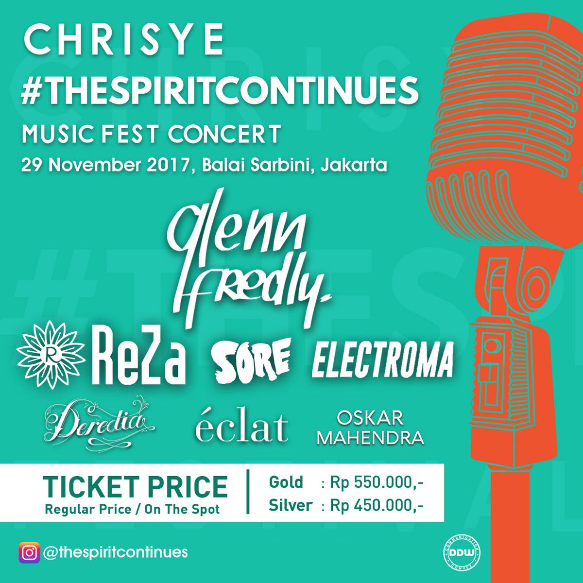 Inilah susunan line-up #thespiritcontinues #music #musics #artandmusic #musicfestival #concert #chrisye #glennfredly #rezaartamevia #sore #electroma #eclat #deredia  #indonesia #jakarta #konser #konsermusik #musik #event #acaramusik  #singer #sing #cover #singcover #eventjakarta