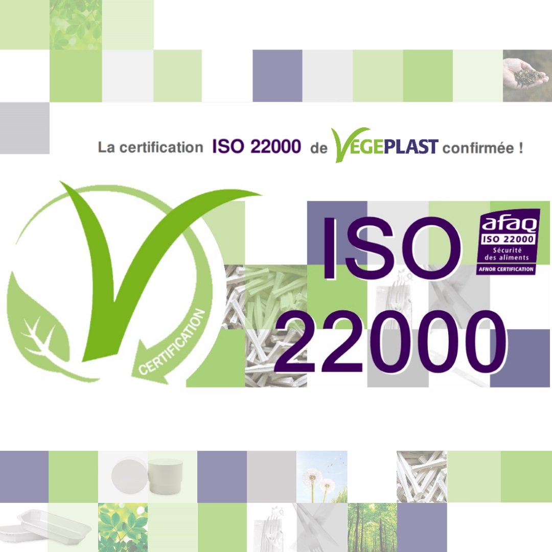 Nous sommes heureux de pouvoir garantir à nos clients la sécurité sanitaire des pièces que nous produisons, ainsi que celle de notre matière le #VEGEMAT®.
#ISO22000
#bioplastique, #biosourcé, #biodégradable #compostable
#bioplastic, #biobased,#biodegradable #compostable