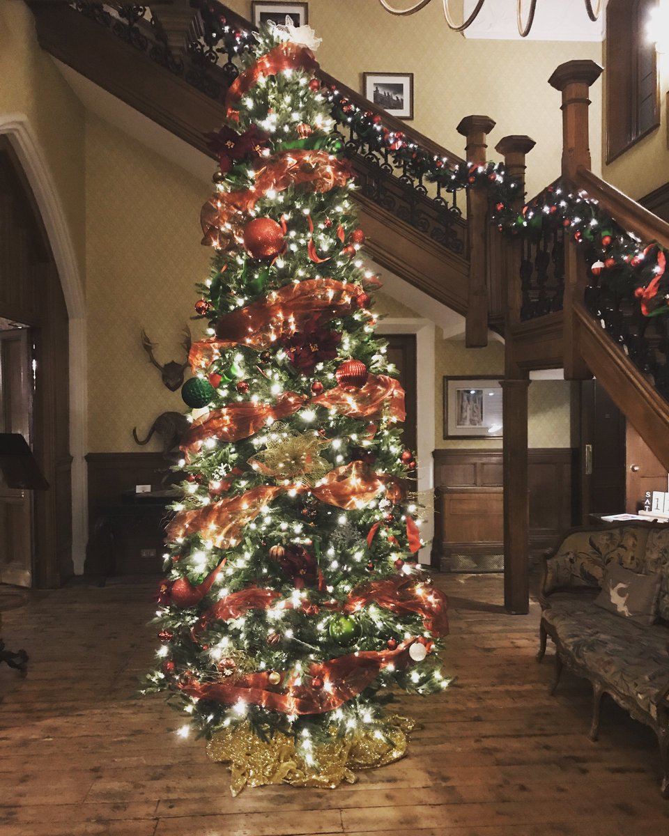 TheOakleyCourt's tweet photo. Its less than 6 weeks till #Christmas and our decorations are going up! 
The tree in the lobby is certainly making us feel festive....when do you start to get in the spirit of the season? #TuesdayThoughts https://t.co/9LvpZtmWf7 https://t.co/dlBwOhRdzJ