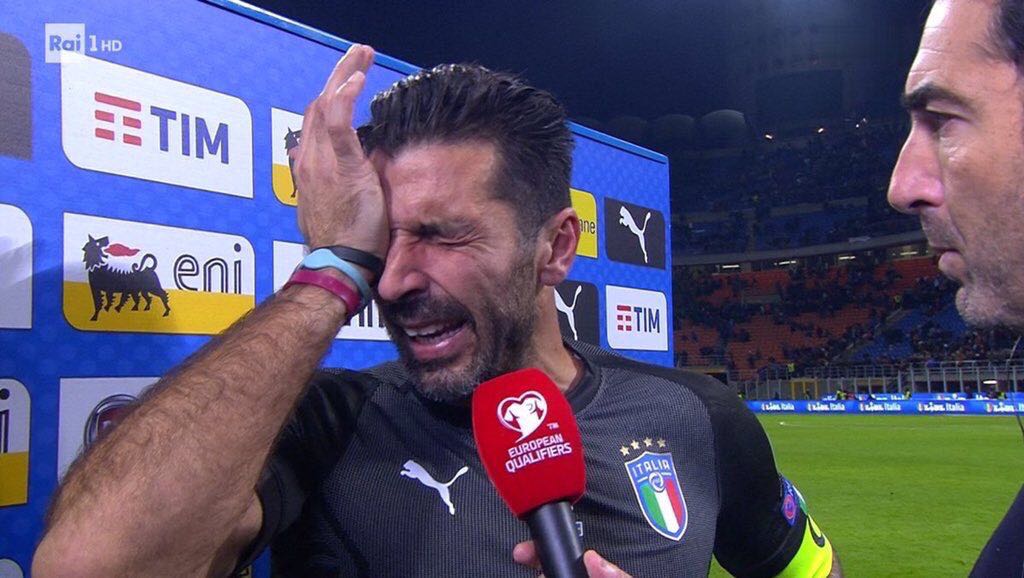 TwitEzel's tweet photo. This Champion deserved a bttr farewell. Buffon, a legend for the ages. f there was ever an injustice in football it is Buffon ending his Italy career like this😢d saddest thing about this #ItalySweden match is that it looks like he is playing the final3minutes of his Italy career https://t.co/w9XhtaHxrG